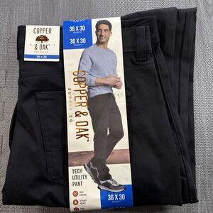 Copper & Oak Men's Tech Utility Pant Straight Fit Black Size 36x30 NWT